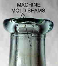 Close-up picture of machine-made bottle finish or lip.